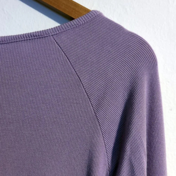 Long Sleeve Ribbed Henley Casual Top Size XL - Picture 6 of 7